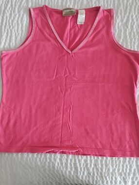 Liz Claiborne Pink V-Neck Sleeveless Tank Large
